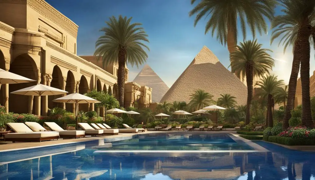 hotel with pyramids view