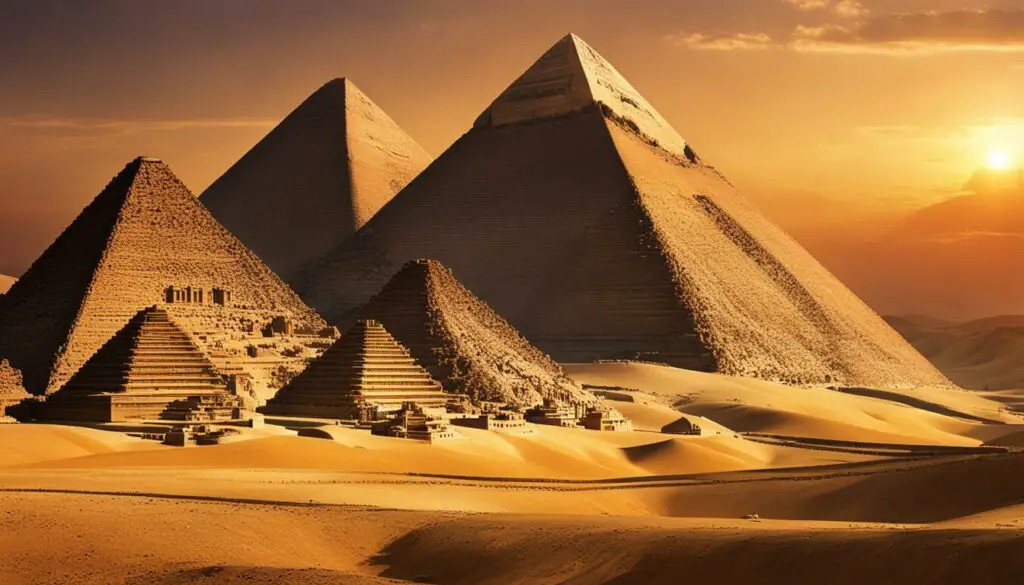 pyramids and temple
