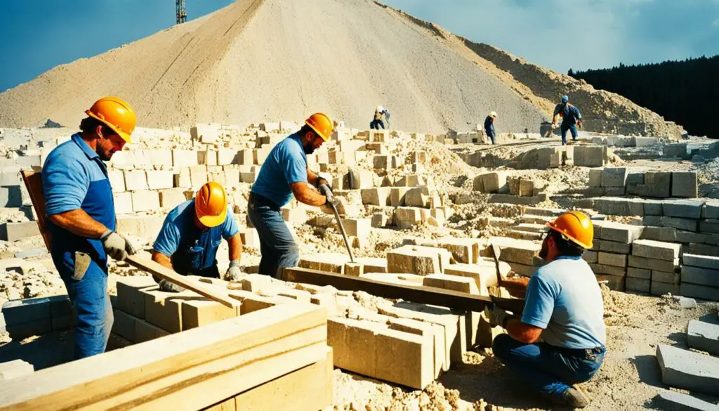 pyramid quarrying and extraction process